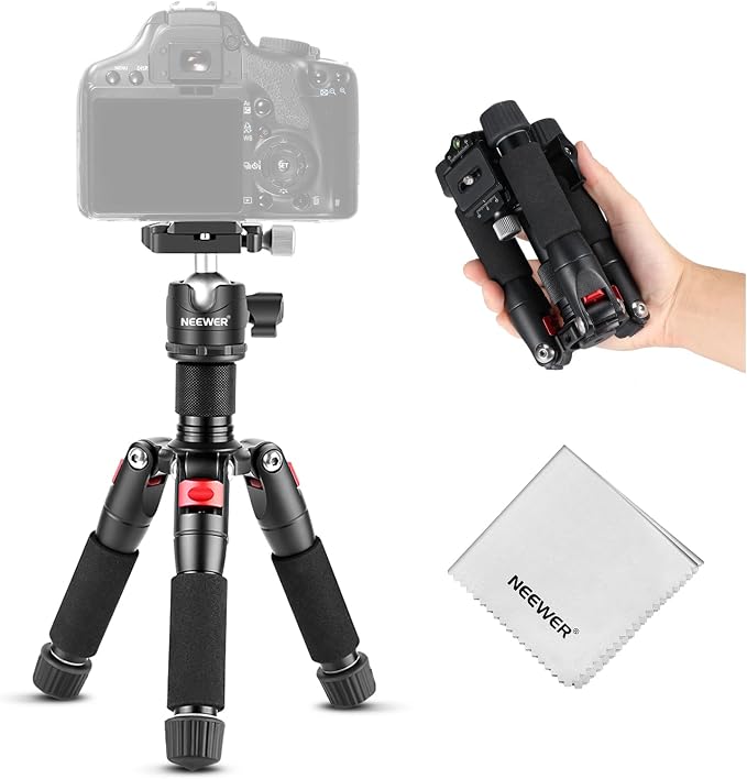NEEWER Desktop Mini Tripod, 360° Ball Head, 1/4" QR Plate