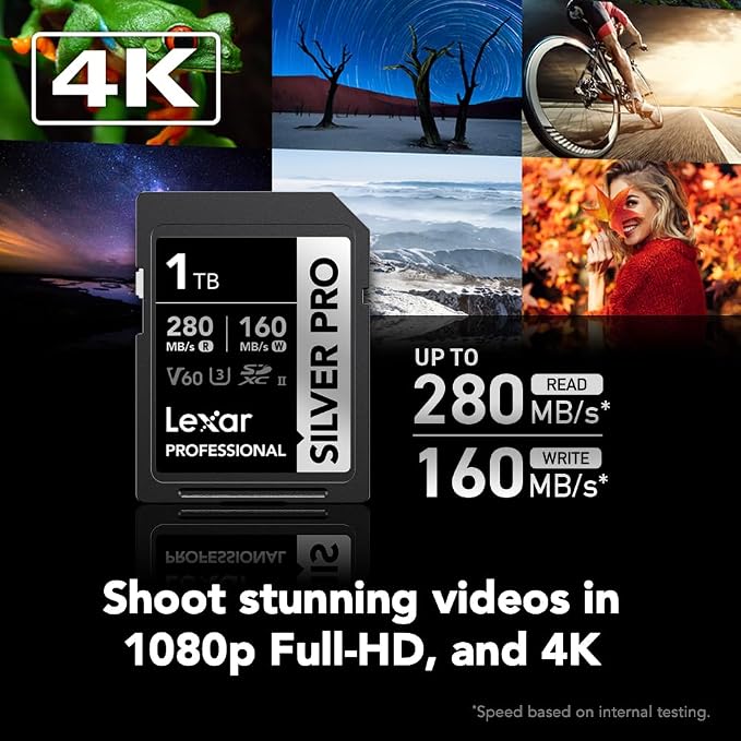 Lexar 1TB Professional Silver PRO SD Card, Full HD,