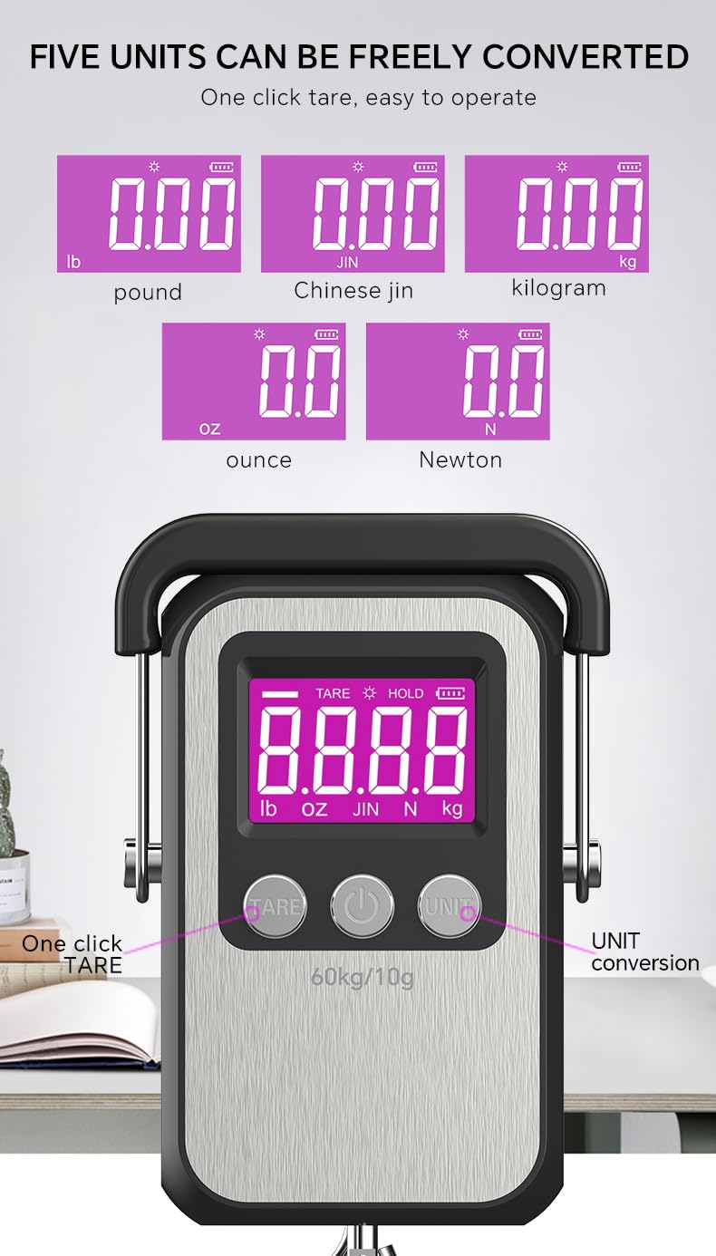 Portable Digital Luggage Scale by [Brand Name] - 132lb Capacity | Ideal for Travel & Fishing