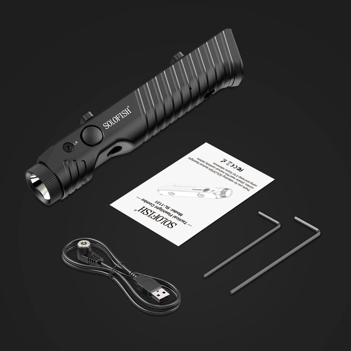 Solofish Tactical Flashlight - 1450 Lumens with Green Laser Sight | Magnetic Rechargeable Mlok Rail Combo