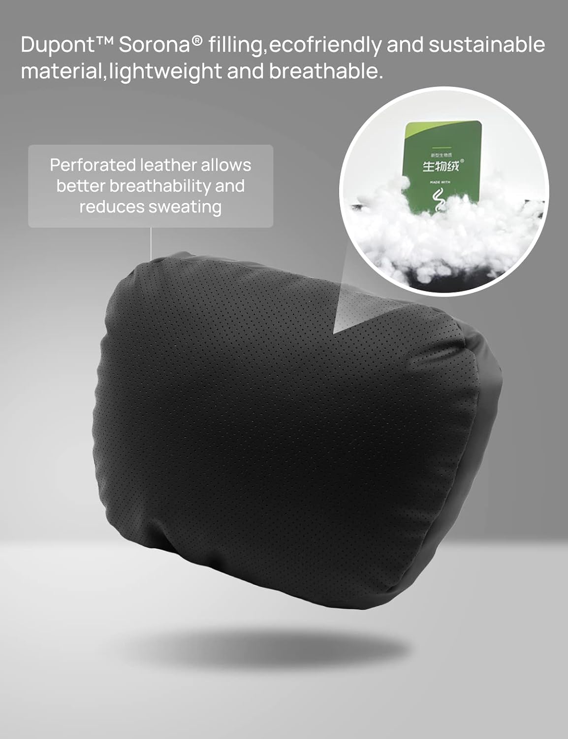 Leather Headrest Neck Pillow for Tesla Model 3/Y/X/S (1pc Black)