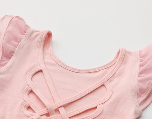 MdnMd Girls Ballet Leotard Dress - Toddler Ballerina Outfit with Flutter Sleeves & Hollow Knot Back