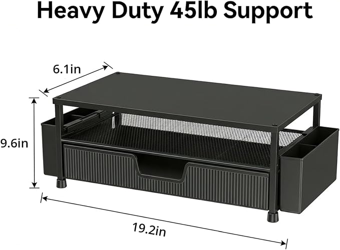 ECOLOVI Desk Organizer and Accessories, 2-Tier Computer Monitor Stand Rise