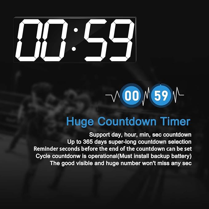 CHKOSDA LED Large Digital Wall Clock, Oversize Wall Clock