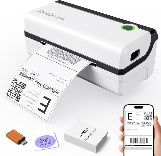 Rongta Bluetooth Thermal Shipping Label Printer, Wireless 4x6 Shipping Label