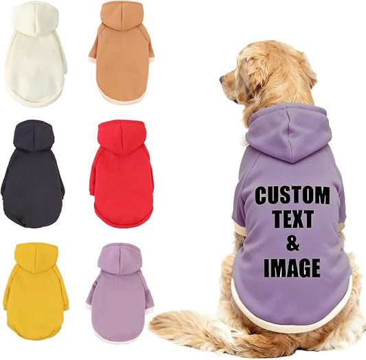 Custom Dog Hoodie, Personalized Sweatshirt with Photo Text Name Logo, Customized Hooded Sweater for Small Medium Large Dogs & Cats (Purple, XX-Large)