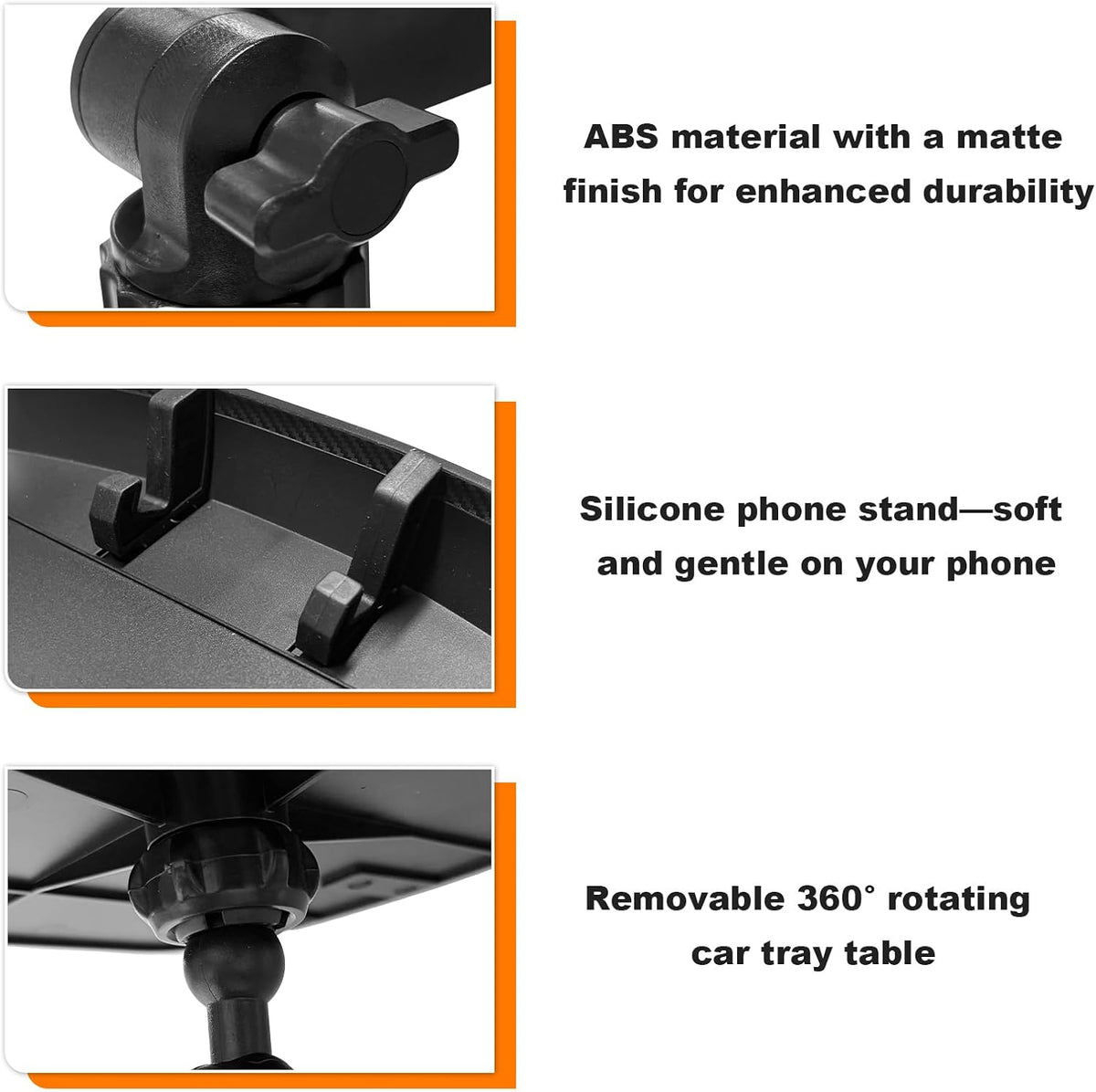 Larger Cup Holder Tray, 360° Rotating Expandable Car Food Tray Table with Phone Slot, Multifunctional Car Cup Holder Expander Road Trip Essentials for Eating & Storage