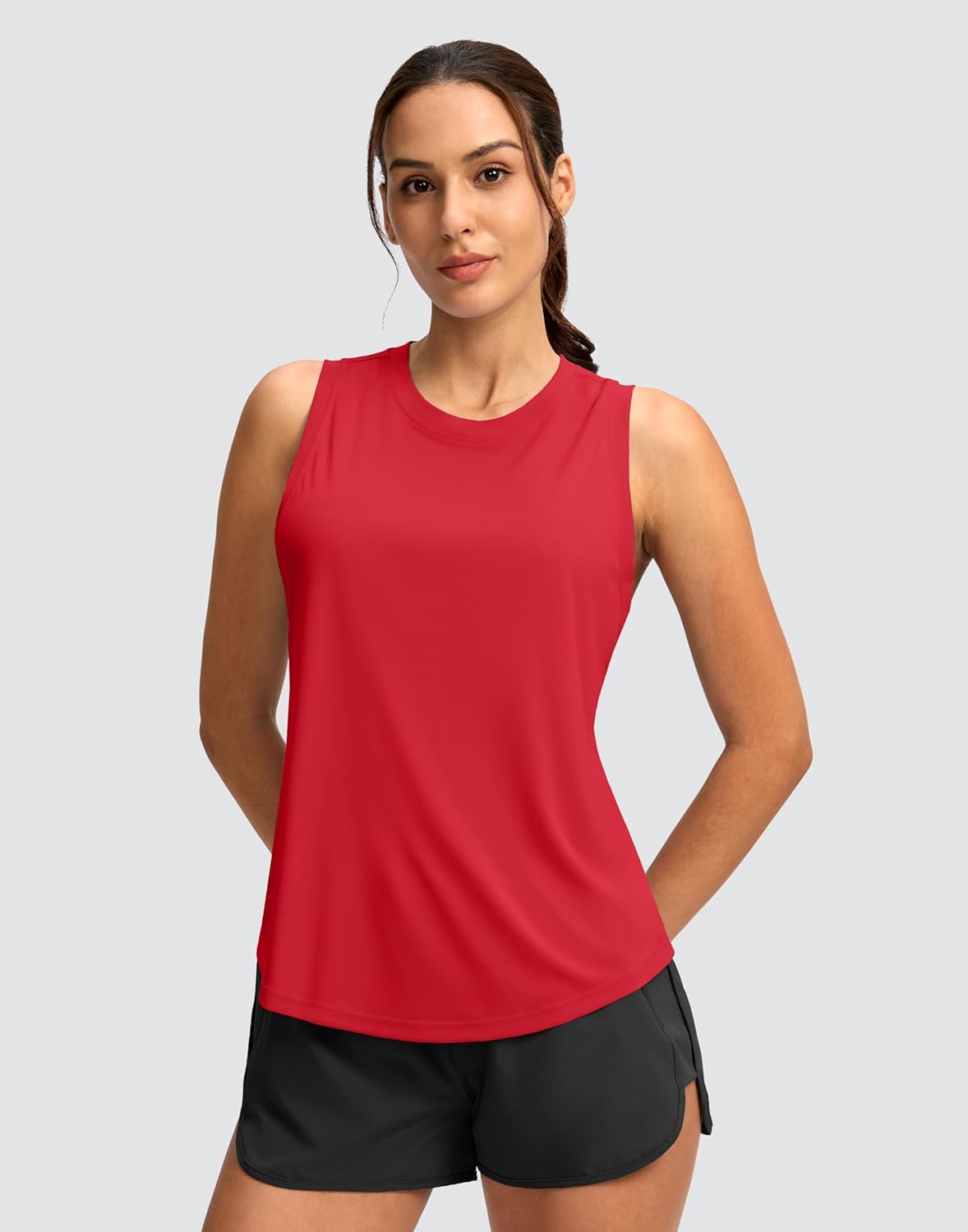 SANTINY Women's Sleeveless Workout Tops - Lightweight Racerback Yoga & Tennis Tank Shirts