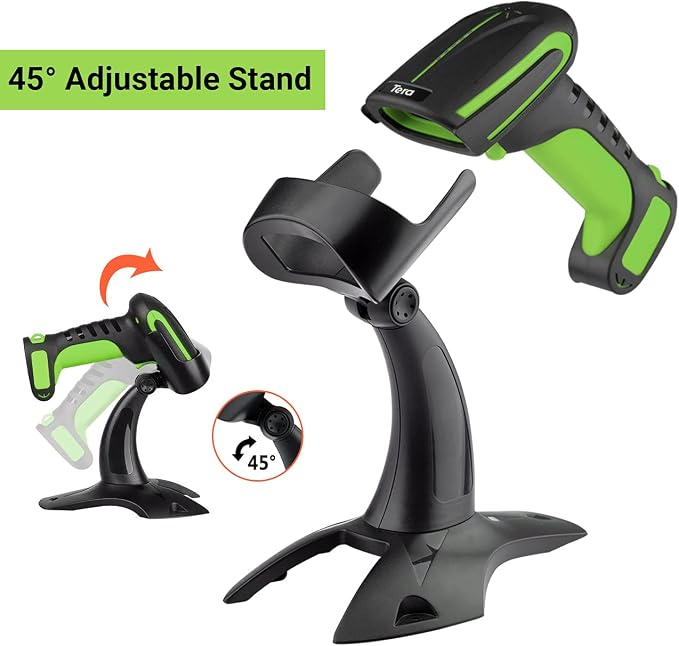 Tera Pro Industrial Wireless Barcode Scanner 2D QR 1D Bar Code Reader 2.4G