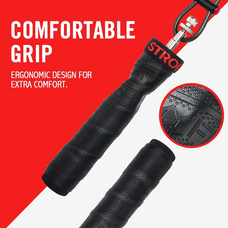 OHMY FIT Adjustable Speed and Weight Jump Rope - Carbon Steel Jump Rope for Men & Women - Jumping & Skipping Rope Great for Fitness, Exercise, Cardio Workout, Boxing, Crossfit & More (Rope w/Weights)