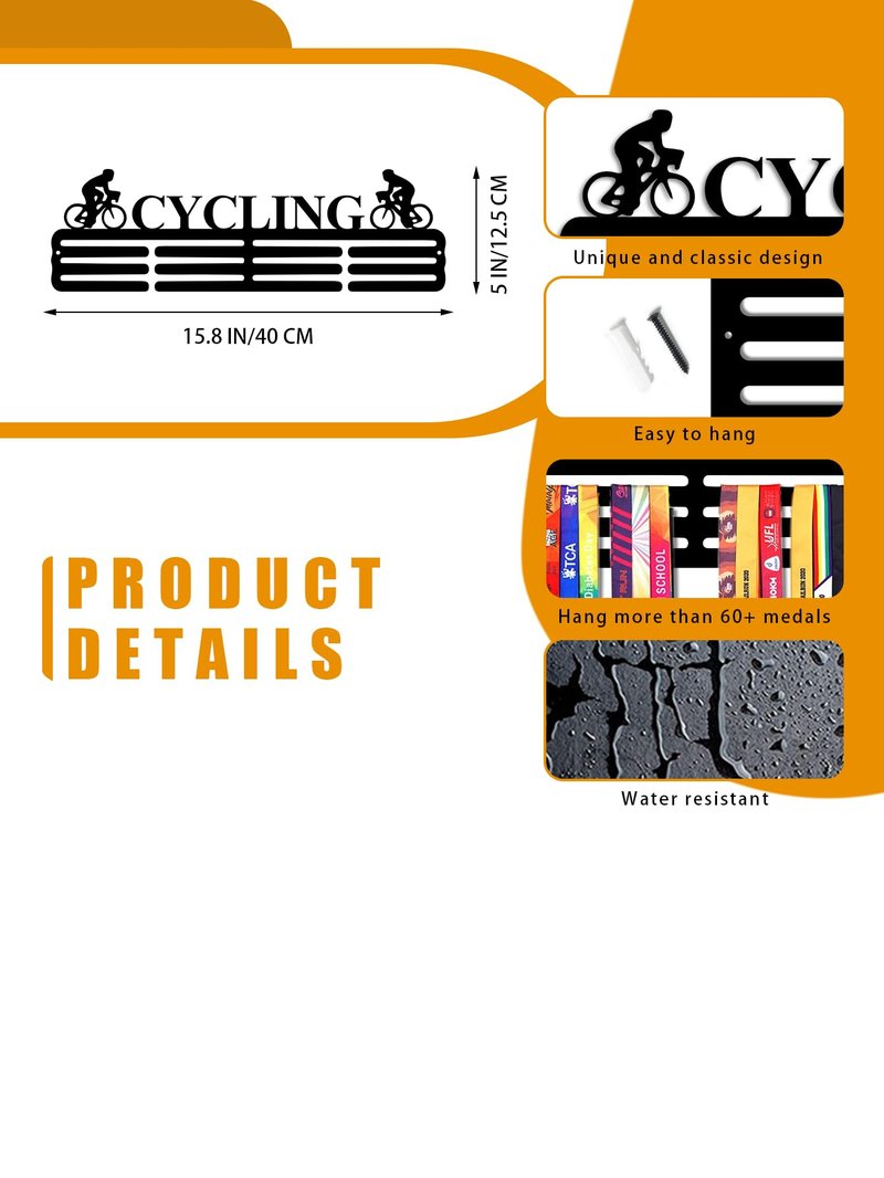 Resama Personalized Medal Hanger Display Holder Tiered Award Rack Cycling Medal Holder Display Hanger Rack Frame,Black Sturdy Steel Metal,Wall Mounted Over 50 Medals