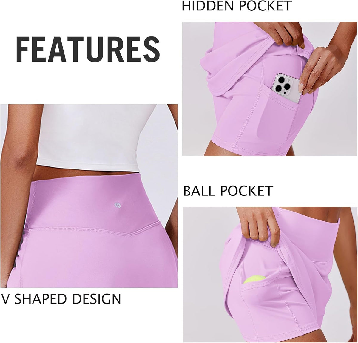 PINSPARK Women's Tennis Skirt - High Waisted Golf Skort with 2 Pockets | Stretchy Athletic Skirt for Workout, Pickleball, Running