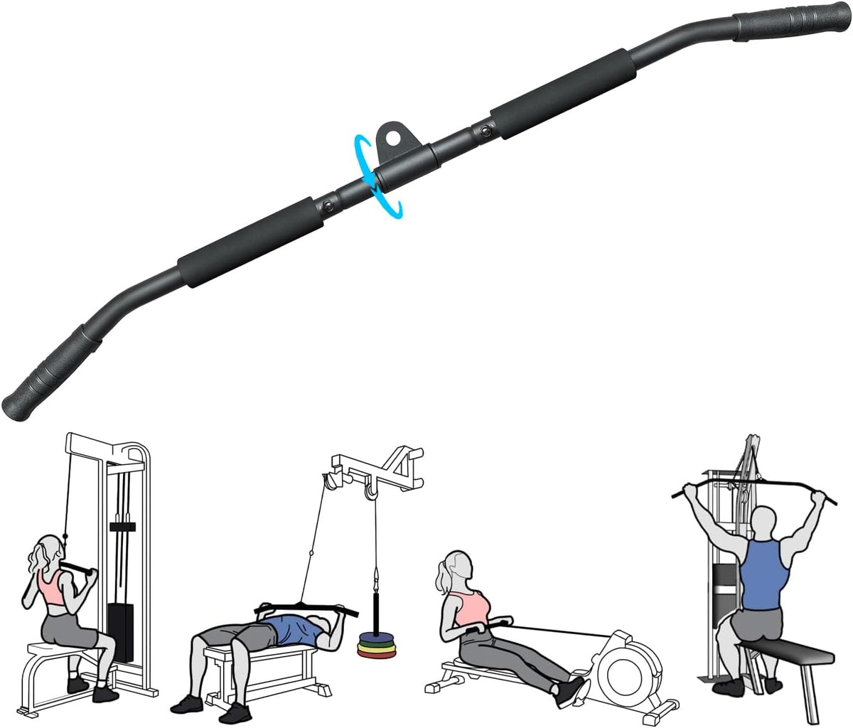 Rotating LAT Pull Down Bar by [Brand Name] - 39.4'' Cable Attachment for Gym Pulley System