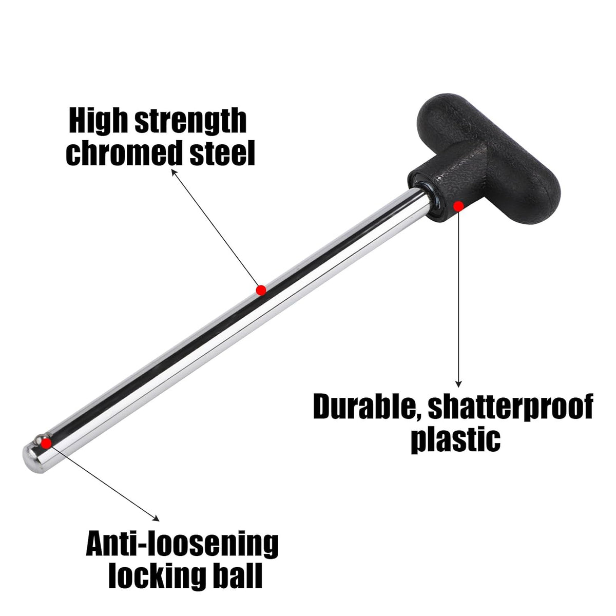 Skiennix T-Shaped Weight Stack Pin - 3/8 Inch Diameter, 6 Inch Locking Space for Gym Machines