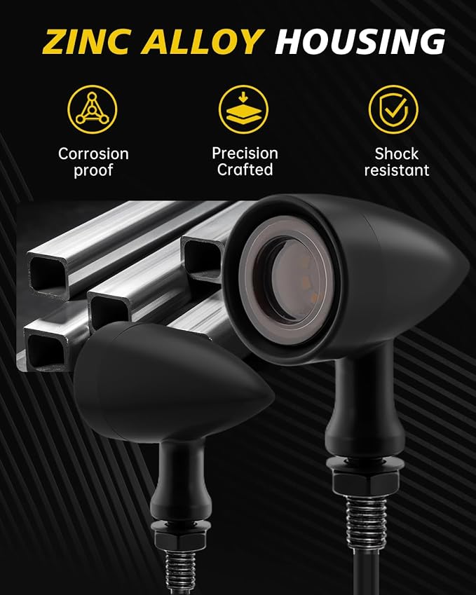 TSUNG Universal Motorcycle LED Turn Signals Lights Small Bullet Front Rear