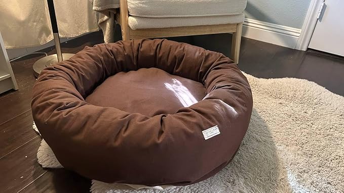Organic Cotton Canvas Dog Bed: Removable Cover, Natural Fill - Made in USA (Dark Brown, X Small 18" x 6" inches)
