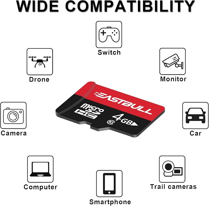 EASTBULL 4GB 10-Pack of Micro SD Card, 4GB SD Cards Pack Full HD Video 90MB/s
