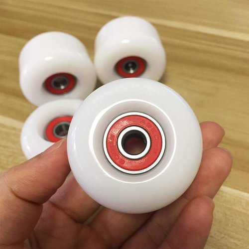 Jonscart Sport Skateboard Wheels Kit-4pcs 50mm X 35mm 83A White Soft Cruiser Wheels 8pcs High Speed Precision ABEC-9 Ball Bearings 4pcs Spacers