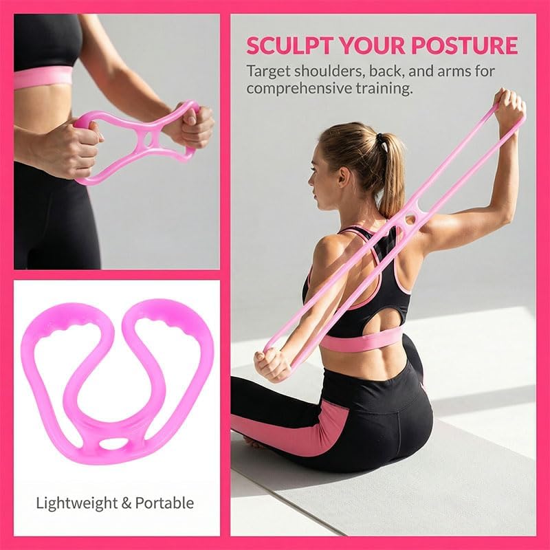 Toddmomy Figure 8 Resistance Band - Silicone Elastic Pull Rope for Yoga & Stretching | Jelly Color
