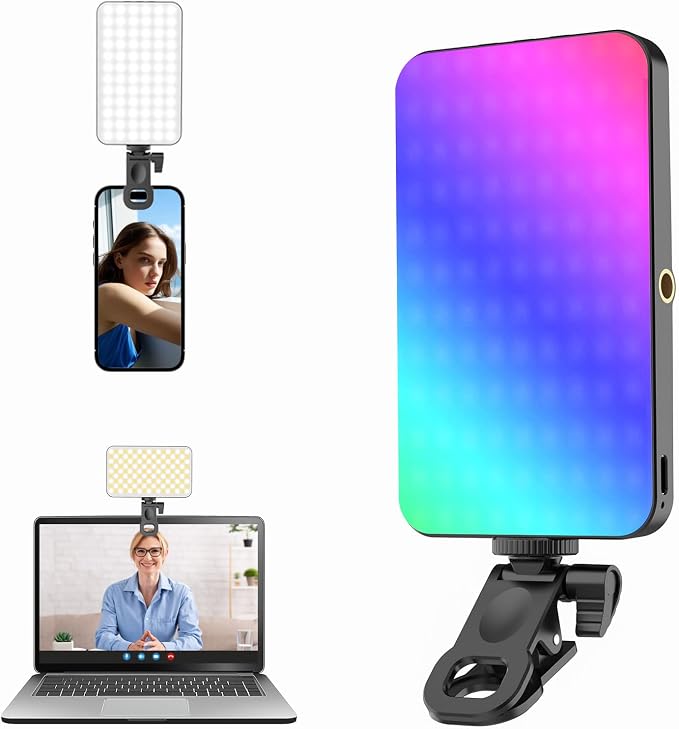 5000 mAh Portable Selfie Light for iPhone: RGB Rechargeable Phone Fill Lights