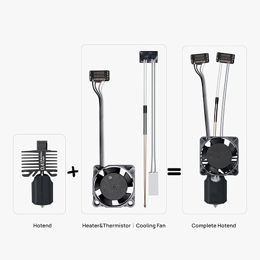 Bambu Lab P1P/P1S Hotend Complete Kit – Full Assembly Hardened Steel Nozzle