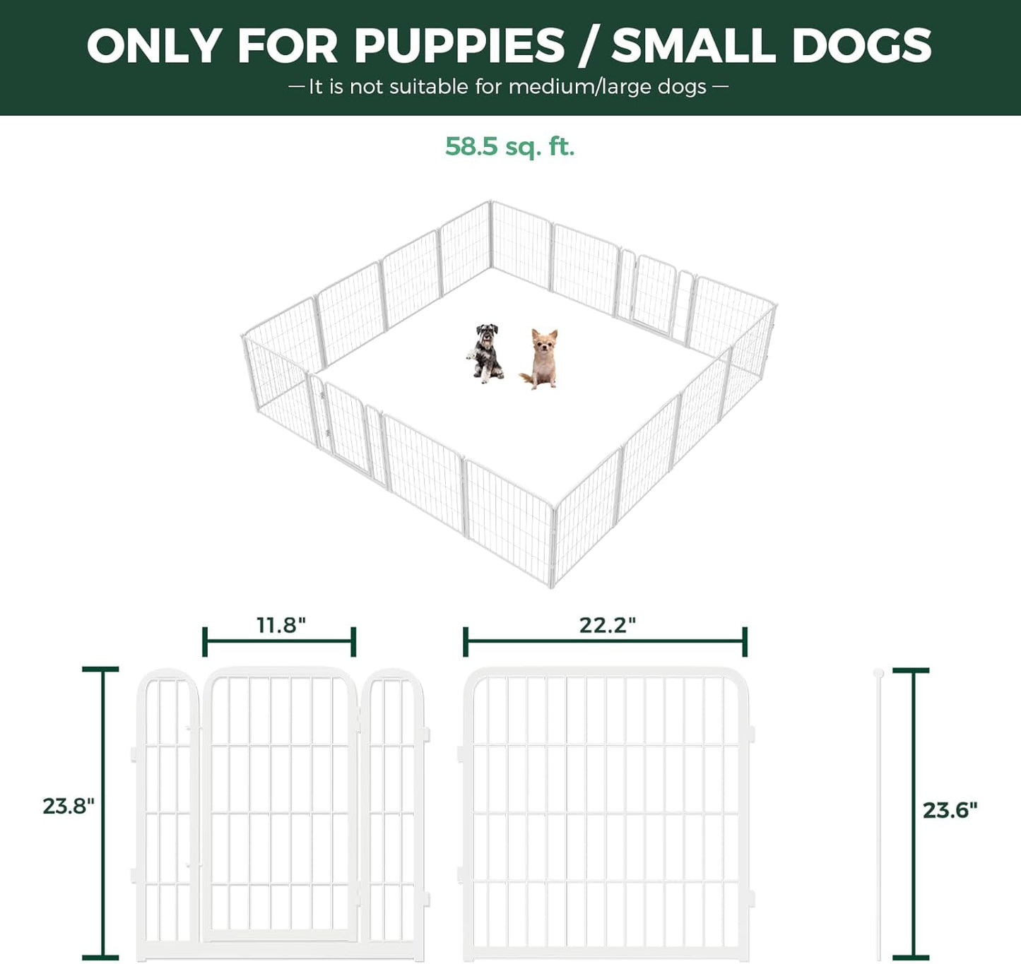 FXW Homeplus Unleashed Indoor Dog Playpen - Stress-Free and Safe Play, Heavy Duty 24 Inch 16 Wire Panels Dog Pen for Puppy and Small Dogs, White│Patented
