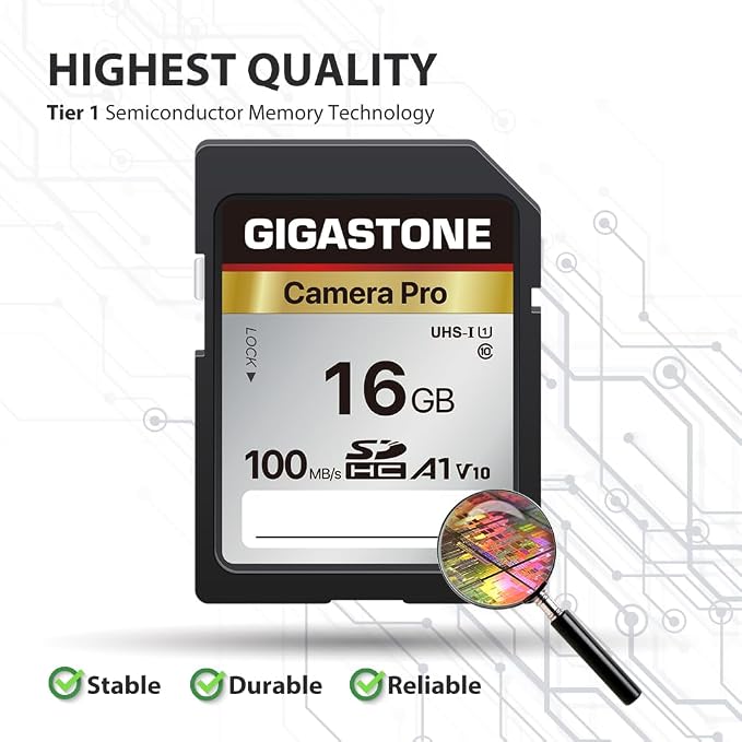 【5-Years Data Recovery】 GIGASTONE 16GB SD Card 5-Pack, Camera Pro, UHS-I A1 V10