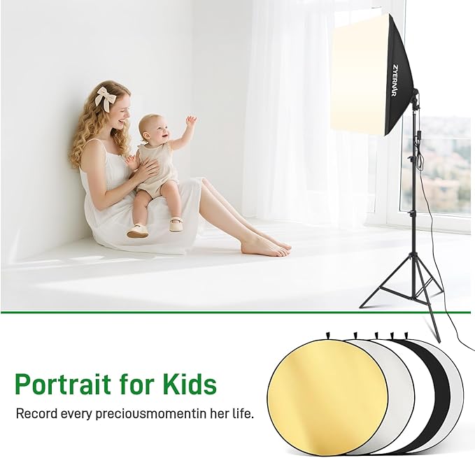 Photography Lighting kit with Backdrops, 8.5x10ft Backdrop Stands, Zyernar LED