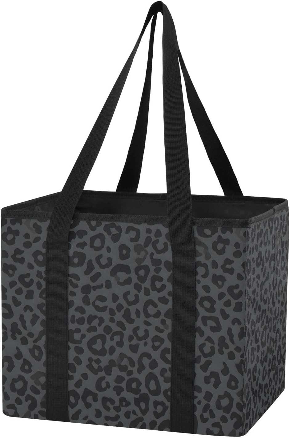 ALAZA Gray Leopard Cheetah Car Trunk Organizer and Storage with Handles for SUV Collapsible Carrying Grocery Bag Outdoors Shopping Reusable