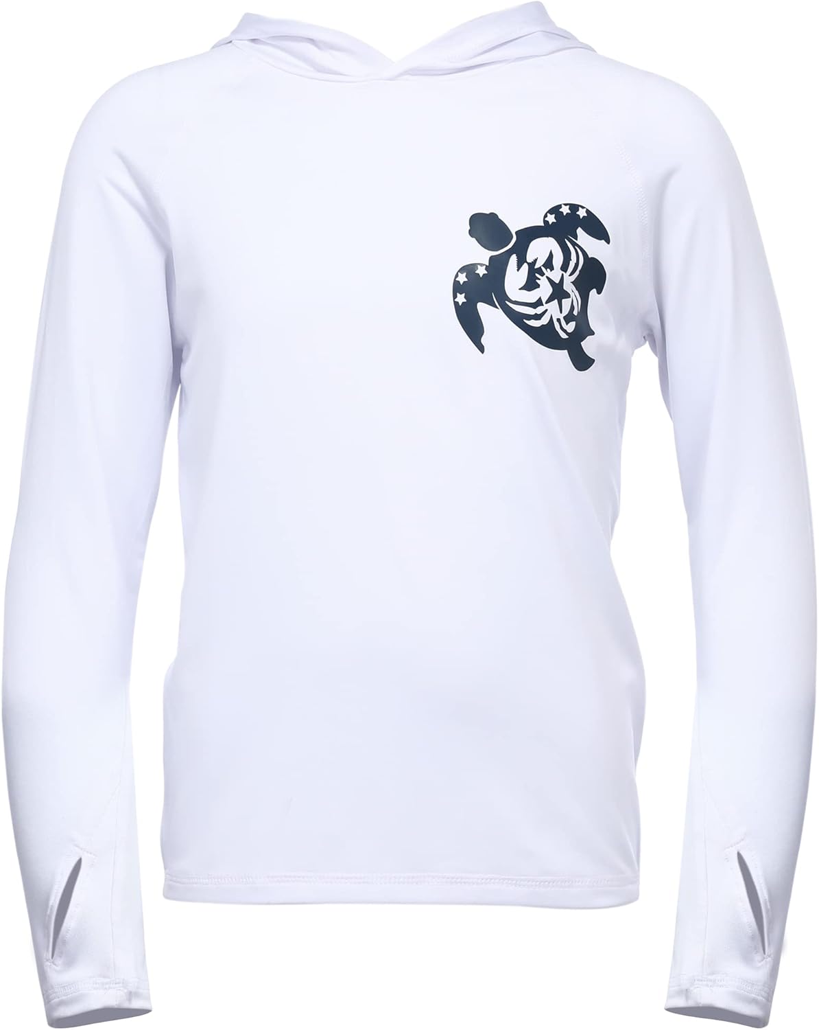 Skiennix Kids Fishing Shirts - Lightweight UV Protection Long Sleeve Hoodies for Boys | White