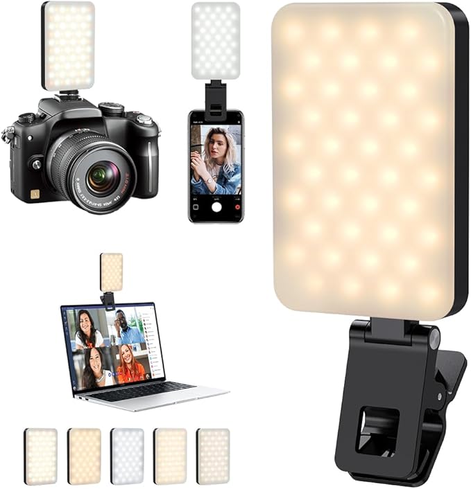 Selfie Light for iPhone, Portable Phone Clip on Light, Rechargeable LED Ring