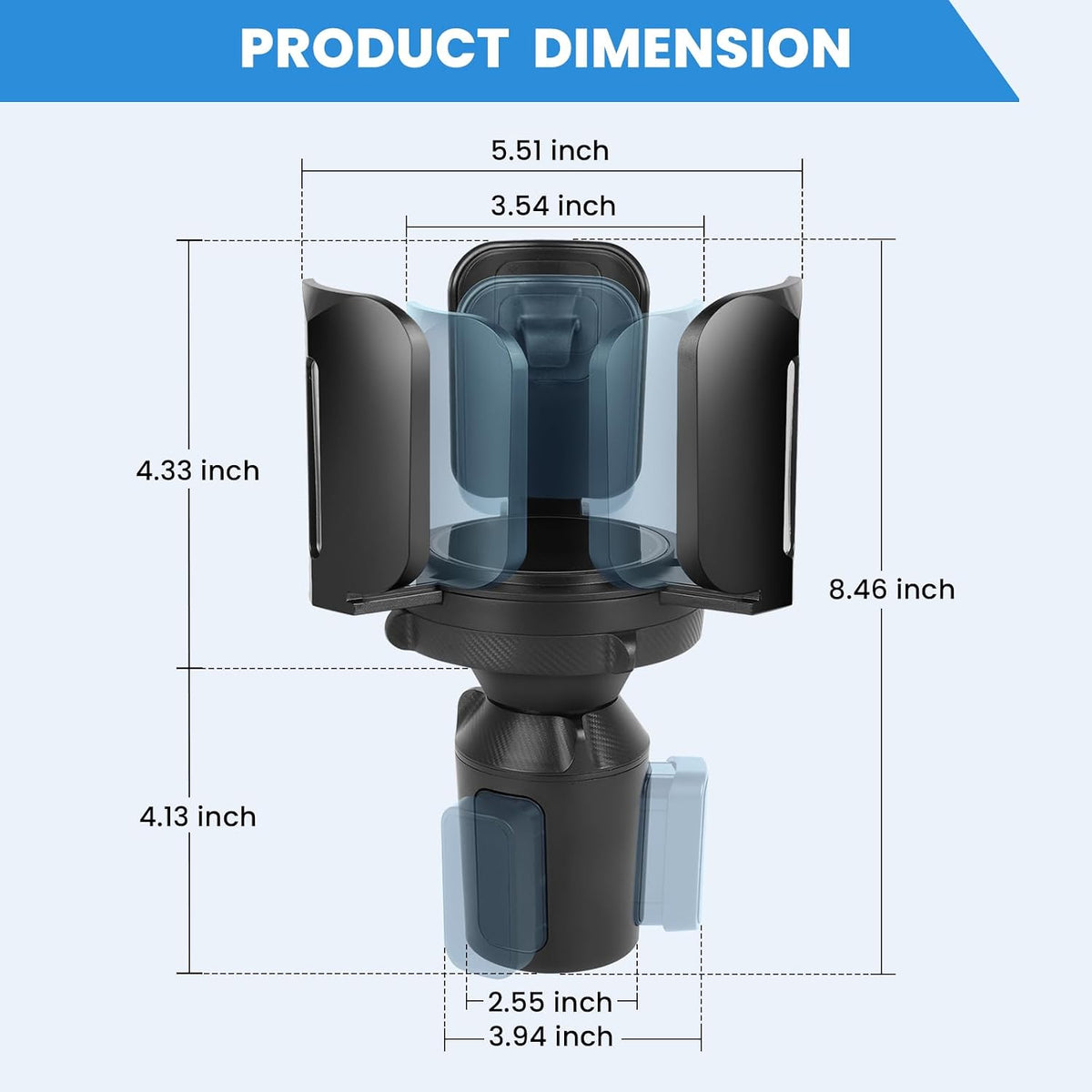 Octomo Car Cup Holder Expander, Hold 2.9" to 5.5" Large Bottles