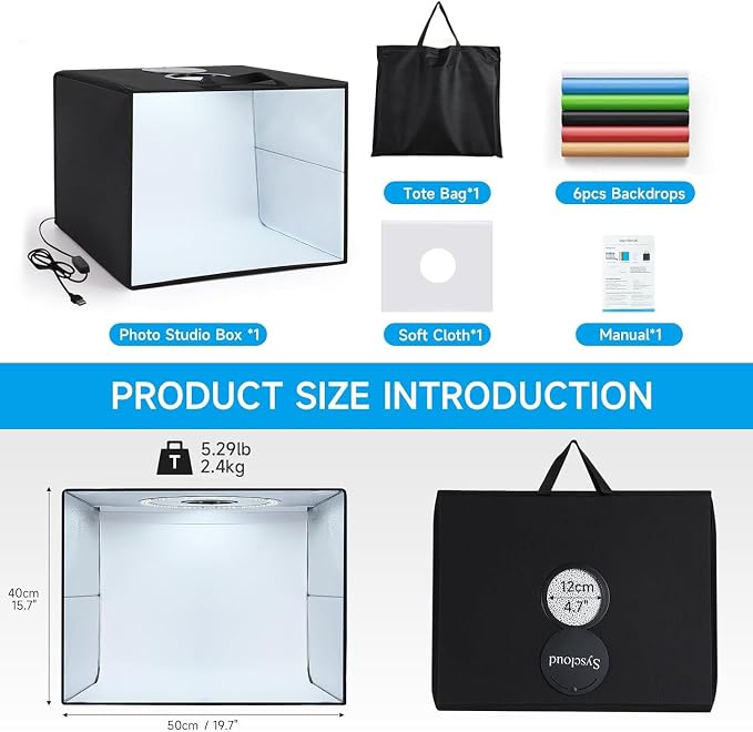 Photo Studio Box, 50cmx40cmx40cm Folding Lightbox