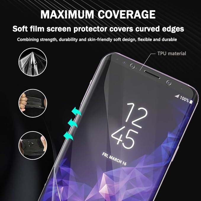 3 Pack for Samsung Galaxy S9 Screen Protector Flexible TPU Film Not Tempered