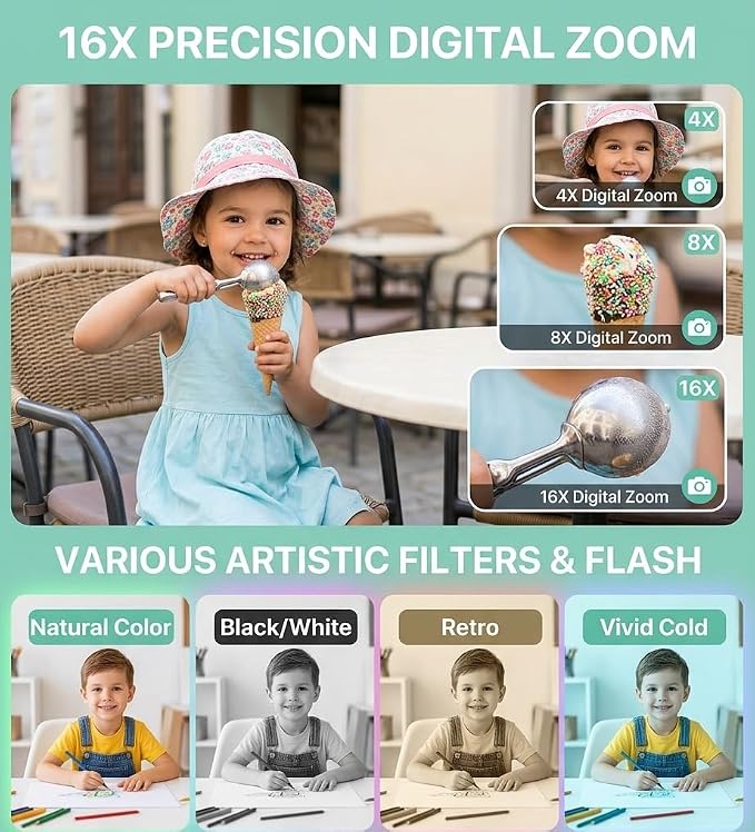 Digital Camera, FHD 1080P 44MP Compact Small Digital Camera