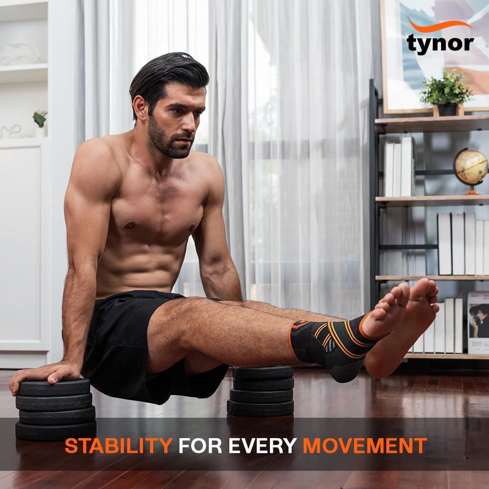 TYNOR Ankle Brace - Plantar Fasciitis & Achilles Tendonitis Relief | Breathable Compression Sleeve, Small