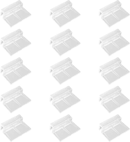 15 Pcs Rimless Aquarium Lid Clips for 5-6mm Glass, Clear Acrylic Aquarium Cover Support Clamps for Fish Tank Lid Holder, Plastic Tank Top Clips for Glass Canopy or Piscine Hoods and Covers