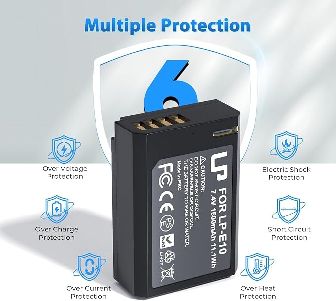 LP LP-E10 Battery 2-Pack 1500mAh USB-C Fast Charging