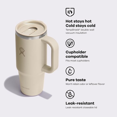 Hydro Flask Coffee Travel Tumbler Mug - Insulated Stainless Steel, Leak-Resistant 24 Oz Birch Gray