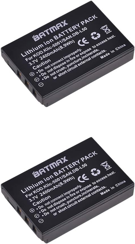 Batmax 2x 2400mAh KLIC-5001 Li-ion Battery + LCD USB Charger