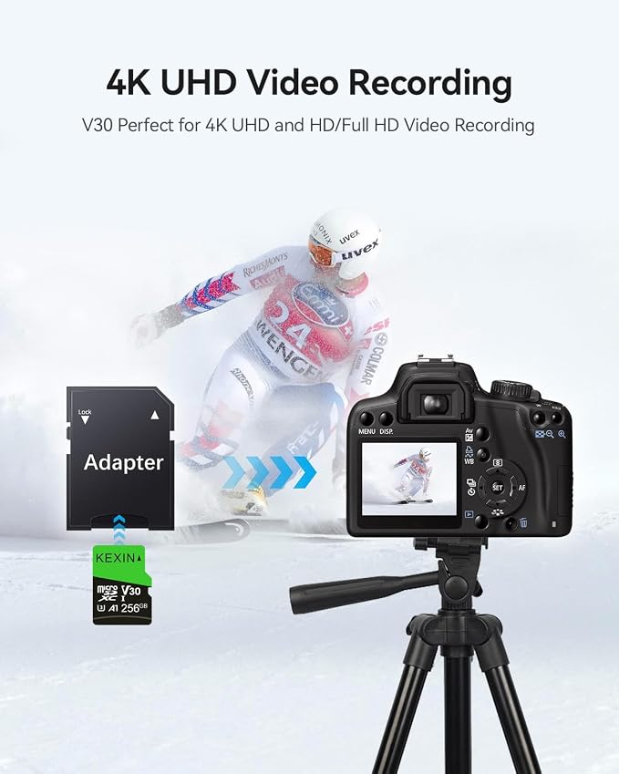 KEXIN 256GB Micro SD Card with SD Adapter microSDXC Memory Card UHS-I A1 V30 U3