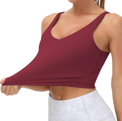 Gym People Women's Longline Sports Bra - Wirefree & Padded for Medium Support
