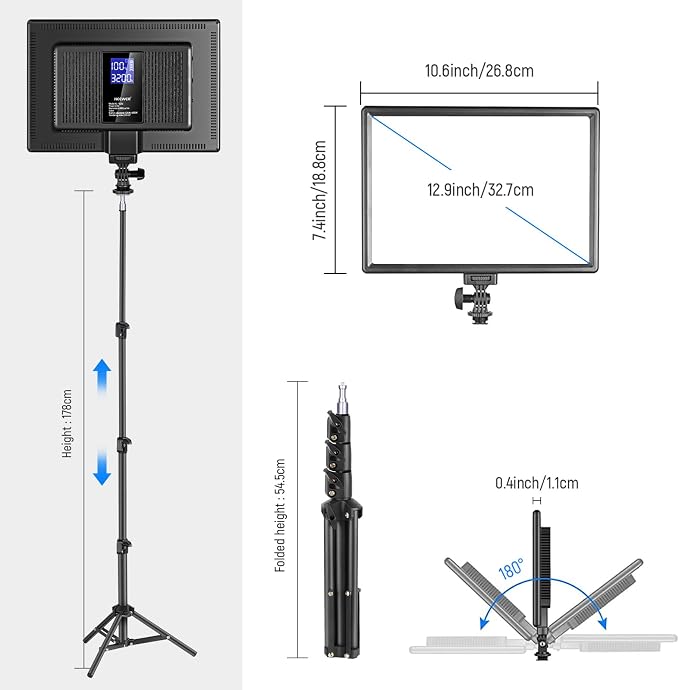 NEEWER 13" LED Video Light Panel, Studio Lighting Kit