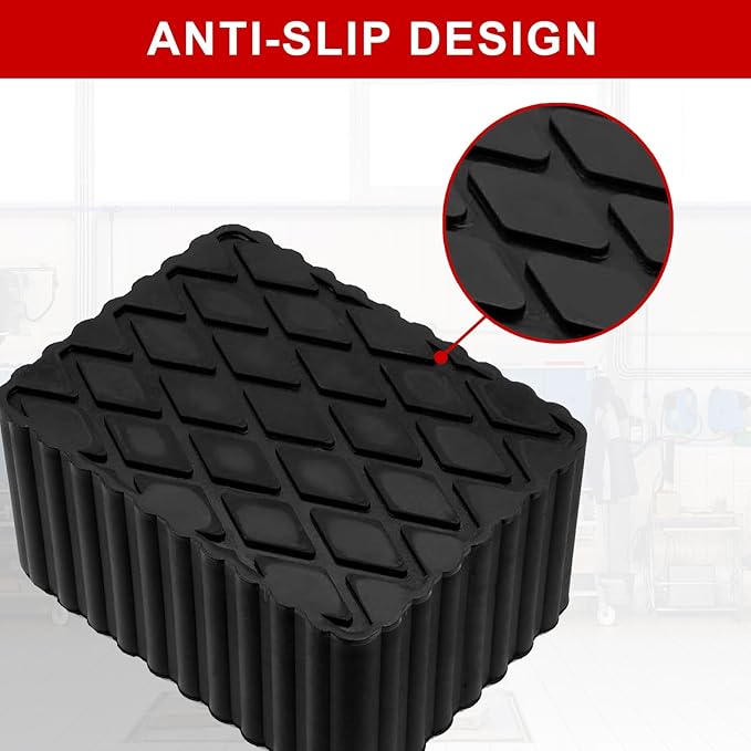 4 Pack Solid Floor Jack Rubber Blocks Pad, Universal Non-Slip Jack Lift Pads for Cars, SUVs and Light Trucks, 12000lbs Loading Capacity, 6-3/8" x 4-3/4" x 3"