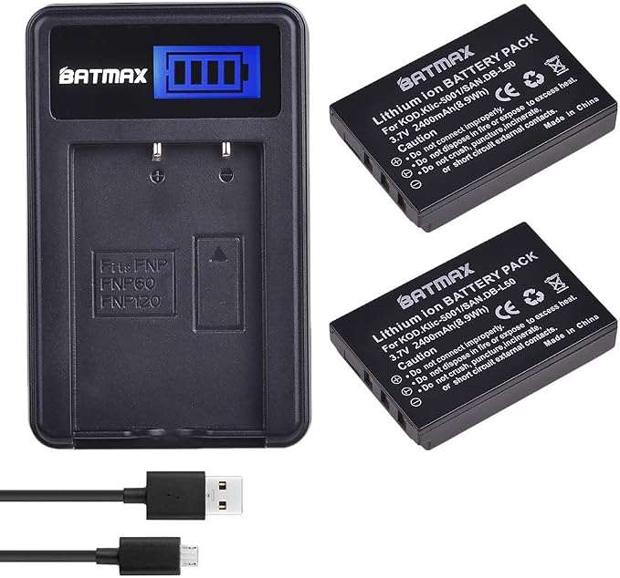 Batmax 2x 2400mAh KLIC-5001 Li-ion Battery + LCD USB Charger