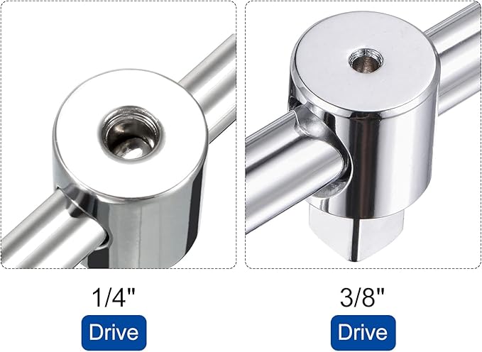uxcell 1/4" & 3/8" Drive Sliding Wrench Breaker Bar Set of 2 Pcs, Adjustable T-Handle Socket Hand Tool