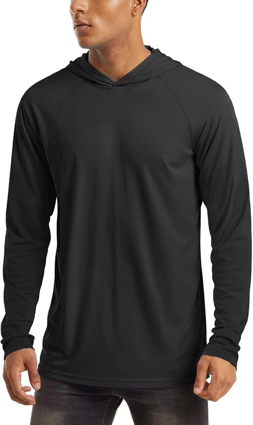 MAGCOMSEN Men's Long Sleeve Hooded Fishing Shirt - UPF 50+ Sun Protection Rash Guard