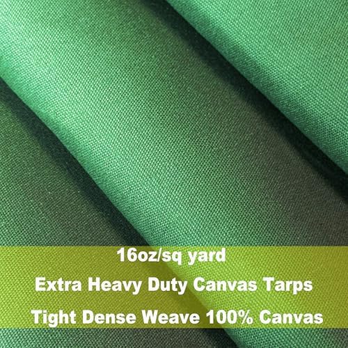 2 Pack Heavy Duty Canvas Tarp 4x8 Feet 16oz Water-Resistant Canvas Cover with Grommets，Tear Resistant, Durable, Multipurpose Protective Green Tarp for Camping, Tent, Car
