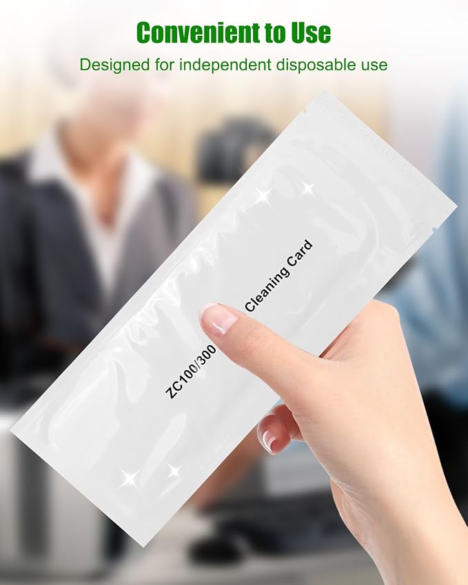 Cleaning Card Kit Fit for Zebra ZC Series ZC100 ZC150 ZC300 ZC350 ID Card
