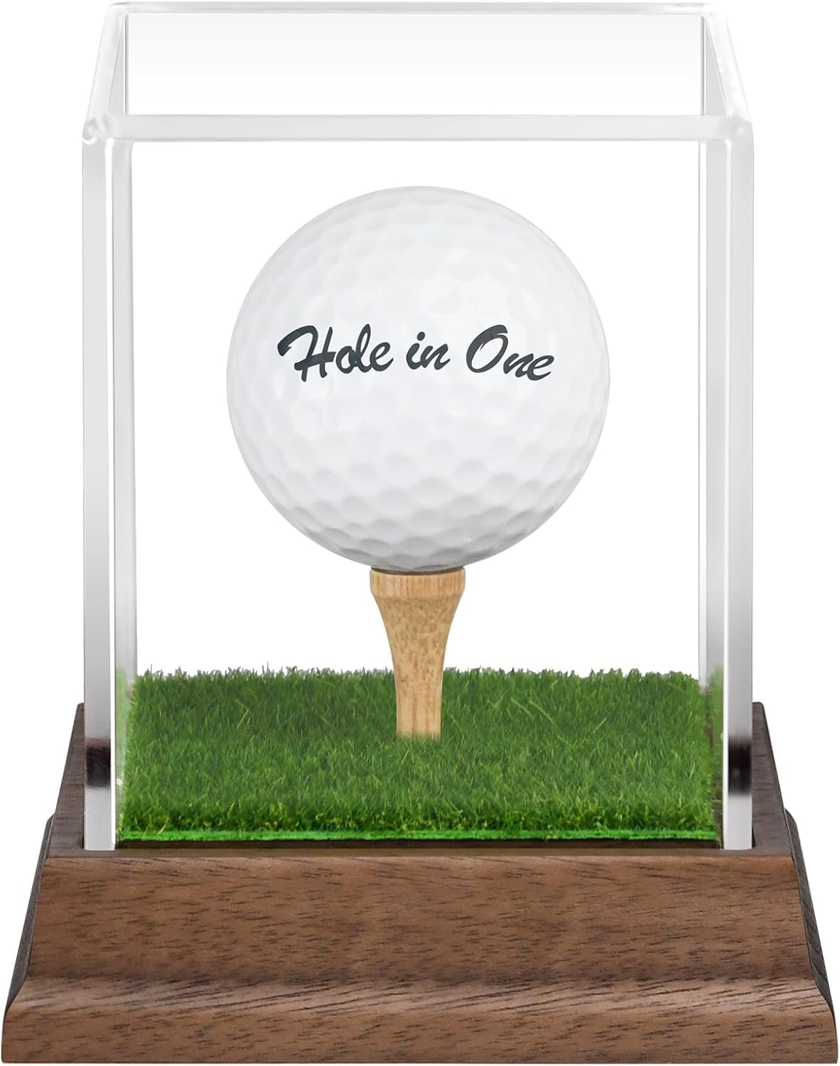Wanult Golf Ball Display Case - Premium Acrylic Holder with Wood Base & Lifelike Turf | Perfect for Memorabilia